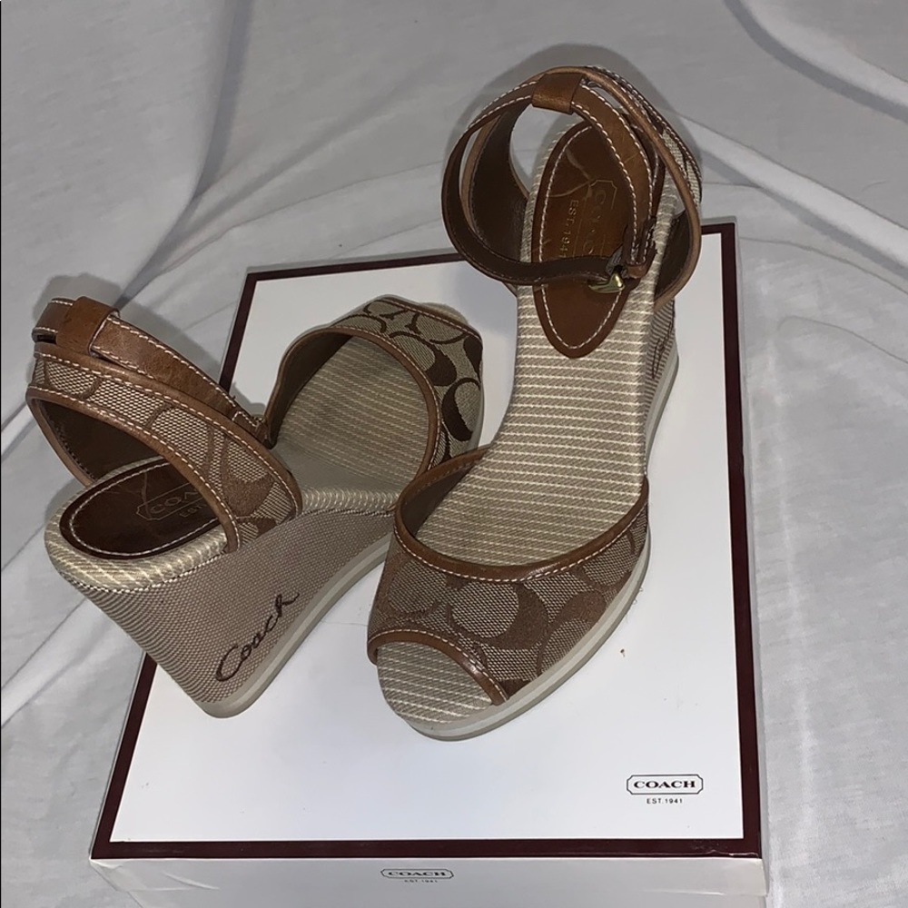 Coach Peep Toe Wedges